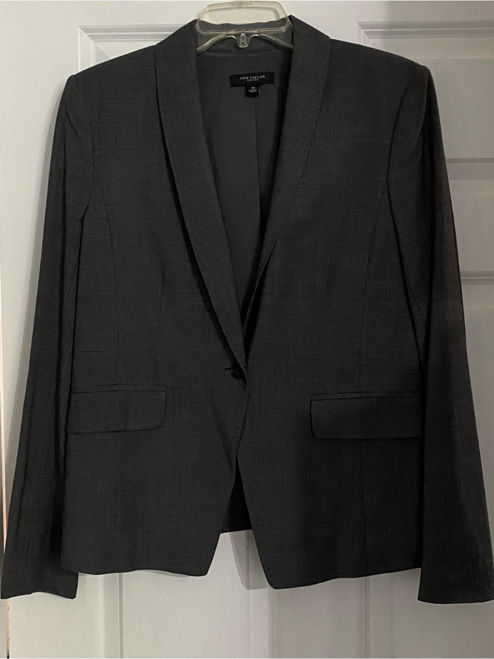 Ann Taylor Dark Gray Single-Button Blazer
